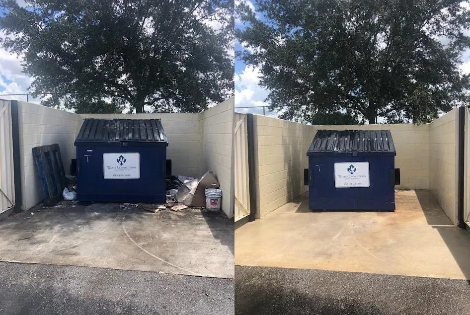 Community dumpster area cleared and cleaned