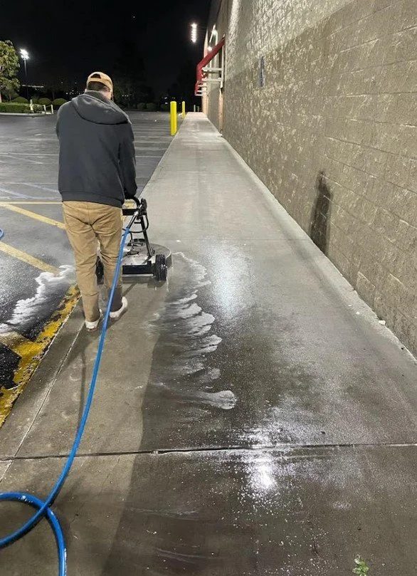 Overnight sidewalk power washing