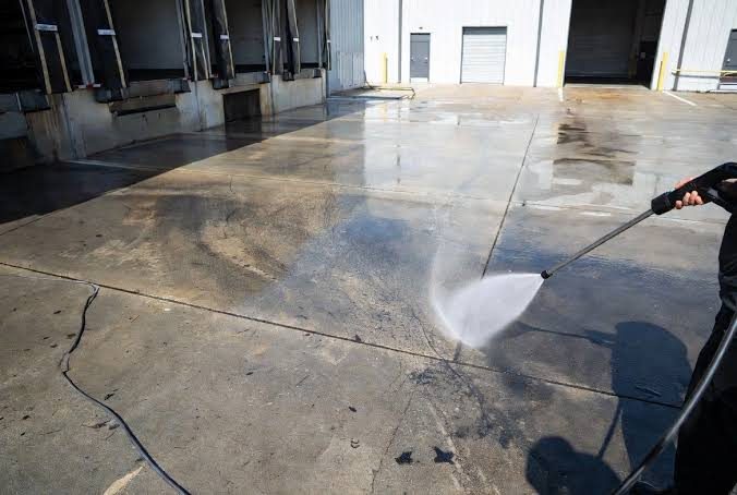 Loading dock after a pressure wash