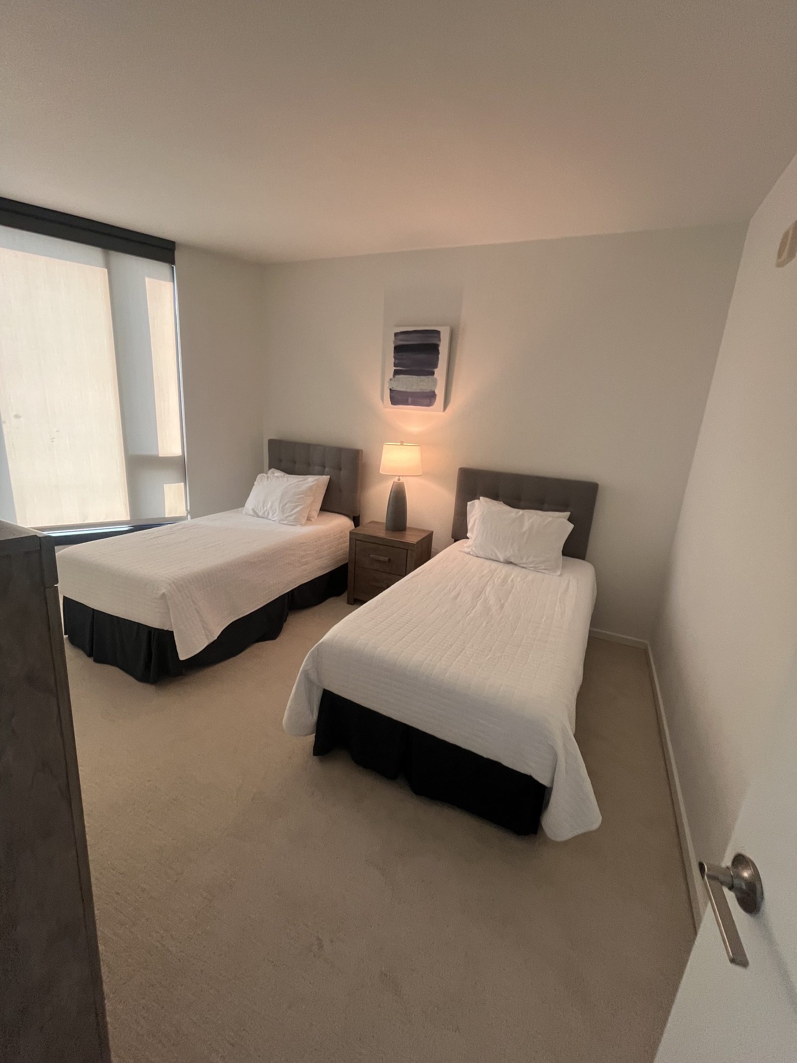 Bedroom staged after a unit turn