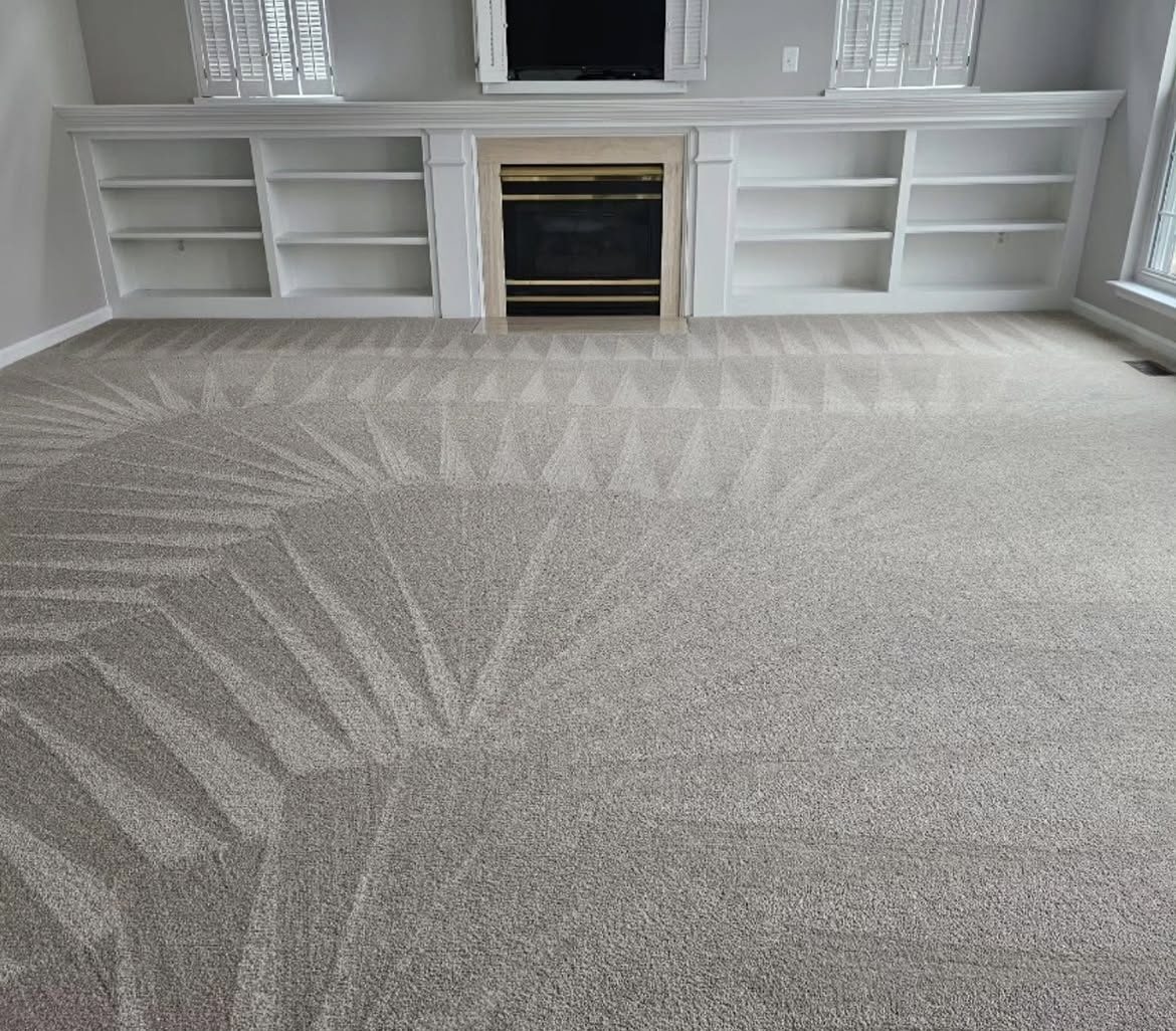 Living room carpet after a deep clean